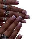 Unghie artificiali quadrate di lusso 24 pezzi per donne e ragazze Manicure francese durevole con fiocchetti set fai da te lima e colla 1