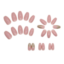 Unhas coffin nude discretas tamanho médio 24 pcs Brilho suave para uso diário Dicas adesivas de acrílico 2