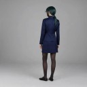 Uniformă școlară pentru adulți cu sacou albastru închis și fustă Perucă verde cu coadă Ochelari și ciorapi din poliester 5