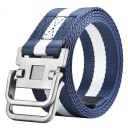 Unisex canvas riem met metalen dubbele ringgesp Verstelbare zwarte textiel riem Modeaccessoire voor jeans en shorts 3