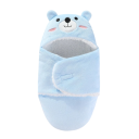 Unisex Children's Sleeping Bag with Blue Bear Design, Polyester, Fleece and Flannel for Two-Layer Comfort, Velcro Fastening 1