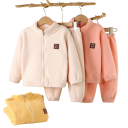 Unisex dětský set Mikina na zip s rolákem a kalhoty Plyšový komplet Výstřih do O Teplé pohodlné oblečení 3