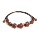 Unisex Handcrafted Glazed Ceramic Bracelet with Star, Adjustable Cord 12-24 cm, Star Bead Size 1.6 cm 4