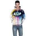 Unisex hoodie met capuchon en 3D-print van een mensenoog Witte achtergrond met druipende kleurrijke verf Buidelzak Polyester met spandex 3