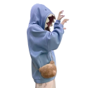 Unisex hoodie met haaien tanden en ogen Blauw katoenen-polyester hoodie met zakken Comfortabele originele casual stijl 3