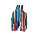 Unisex Kinder Frühlings gestreifter Overall mit Taschen Bunter Baumwolloverall mit Knöpfen Spieloverall aus Baumwolle und Polyester für Jungen und Mädchen 3