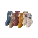 Unisex Kinder Socken 3 Paare Baumwollene Einfarbige Socken mit Buchstaben N Weiche Atmungsaktive Socken für Kinder Elastischer Bund Bequem für den Alltag 4