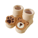 Unisex Kinder Socken 4 Paare Einfarbige Socken mit Bärenmotiv Baumwolle Polyester Elasthan Weiche bequeme Socken für Kinder 2