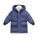 Unisex kinder winterjack met rits en knopen, met capuchon en zakken, warme katoen-polyester jas voor jongens en meisjes, comfortabele 11