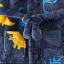 Unisex Kinderbadjas Pluche Met Touwsluiting Polyester Donkerblauw met Dinosaurussen Warme Zachte Badjas voor Kinderen 3
