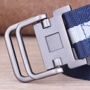 Unisex lærredsbælte med dobbelt metalringspænde Justerbart sort tekstilbælte Modetilbehør til jeans og shorts 6