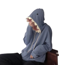 Unisex mikina s kapucí se žraločími zuby a očima Modrá bavlněno-polyesterová mikina s kapsami Pohodlný originální volnočasový styl 2