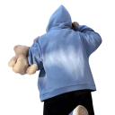 Unisex mikina s kapucí se žraločími zuby a očima Modrá bavlněno-polyesterová mikina s kapsami Pohodlný originální volnočasový styl 5