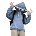 Unisex mikina s kapucí se žraločími zuby a očima Modrá bavlněno-polyesterová mikina s kapsami Pohodlný originální volnočasový styl 6