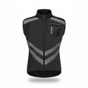 Unisex Motorcycle Reflective Vest Sleeveless Zip and Chest Pocket Polyester Vest with Reflective Stripes 2
