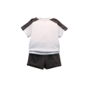 Unisex παιδικό καλοκαιρινό σετ Τ-shirt με κοντό μανίκι με γραφή F και σορτσάκια Κύκλος Άνετο ελαστικό σύνολο 5