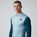 Unisex Radtrikot mit langen Ärmeln und durchgehendem Reißverschluss, kontrastfarbigen Ärmeln und niedrigem Stehkragen für Rennrad 6