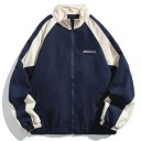 Unisex Sport-Reißverschlussjacke mit kontrastierenden Ärmeln und elastischen Säumen. Leichte Übergangsjacke mit hohem Kragen. Lässiger Streetwear-Style. 2