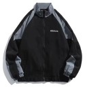 Unisex sportjack met rits, contrasterende mouwen en elastische zomen. Lichtgewicht overgangsjack met hoge kraag. Casual streetwear-stijl. 1