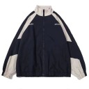 Unisex volnočasová sportovní bunda na zip s kontrastními panely a elastickým lemem Lehká bunda do města i na trénink Streetwear styl 2