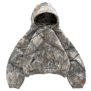 Unisex zip hoodie med hætte og lommer Grå camouflagemikina i let polyester Stilfuldt sportstøj til kvinder og mænd 1