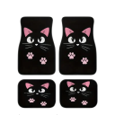 Universal Car Mats 4 pcs Set of Front and Rear Car Mats Cat Pattern Year-Round Interior Protection for Vehicles 1
