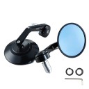 Universal Motorcycle Mirrors 2 pcs 22 mm CNC Aluminium Blue Glass Handlebar Bar-end Mount Adjustable Angle Comfortable Adjustment 5