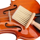 Universal violinrensebørste 14,5x8,5 cm Beige nylonbørste med massivt træhåndtag Skånsom pleje af strenge og instrumentkrop 3