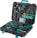 Universele set handgereedschap 198 delen met ratel, steeksleutels en schroevendraaiers in koffer van 44 x 34 x 8 cm voor thuis en werkplaats 1