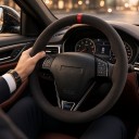 Universele stuurhoes voor handmatig aanbrengen 37 cm Zacht kunstsuède met gekleurde middenstreep Naald en draad voor de auto 5