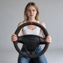 Universele stuurhoes voor handmatig aanbrengen 37 cm Zacht kunstsuède met gekleurde middenstreep Naald en draad voor de auto 8