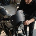 Univerzální čelní sklo na motorku Pro kulatý světlomet 6–8 palců Hliníkový štít a nerezový držák Ochrana před větrem 2