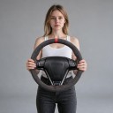 Univerzální potah na volant k ručnímu našití 37 cm Měkký umělý semiš s barevným středovým pruhem Jehla a nit do auta 9