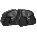 Univerzální sedlové brašny na motocykl boční úložné tašky 26 × 11 × 33 × 22 cm PU kůže černá zavazadla na cestování 1