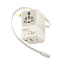Univerzálny cestovný adaptér 70W GaN s navíjacím káblom 2x AC 2x USB-A USB-C rýchle nabíjanie pre telefón tablet notebook 2