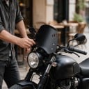 Uniwersalne szyby motocyklowe do okrągłych świateł Aluminiowy szyld Uchwyt ze stali nierdzewnej Ochrona przed wiatrem i owadami 3