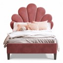 Upholstered Children's Bed 90 x 200 cm with Shell-Shaped Headboard Height-Adjustable Headboard Weight Capacity 200 kg Single Bed 3