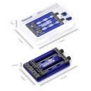 Upínací držák na základnú dosku šroubovací 145×85×25 mm modrý fixátor pre opravy čipov a PCB mobilných zariadení 2