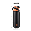 Urheilullinen termospullo 600 ml magneettikannella eristetty juomapullo 23,5 × 7,3 cm urheiluun, matkustamiseen ja päivittäiseen käyttöön 6
