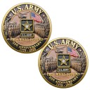 US Army Emlékmű Érméje 250. Évforduló 1775-2025 Kétoldalas 4 cm Aranyozott Fém Katonák, Zászló és Csillag Domborművével 1