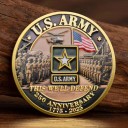 US Army Emlékmű Érméje 250. Évforduló 1775-2025 Kétoldalas 4 cm Aranyozott Fém Katonák, Zászló és Csillag Domborművével 4