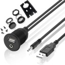 USB 2.0 / 3,5 mm jack forlængerkabel til bil 1
