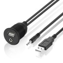 USB 2.0 / 3,5 mm:n liittimellä varustettu auton jatkokaapeli 1