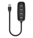 USB 2.0 hub med 4 porte og blå LED indikator Udvidelse af porte til bærbar og stationær computer Kompakt sort hub med kabel 3