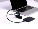USB 2.0 Hub with 4 Ports and Blue LED Indicator Port Expansion for Laptop and Desktop Compact Black Hub with Cable 5