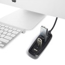 USB 2.0 Hub with 4 Ports and Blue LED Indicator Port Expansion for Laptop and Desktop Compact Black Hub with Cable 7