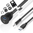 USB 3.0 / 3,5 mm jack forlængerkabel til bil 1