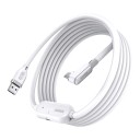 USB-A auf USB-C Verbindungskabel mit 18 W Ladefunktion und rechter Winkelstecker in weiß für Quest 3/3S/2/Pro und Pico 4/Ultra zu PC und SteamVR 1