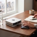 USB-C Hub for Mac Mini M2 and M1 20 x 20 x 3 cm Docking Station with 10 Ports and Case for 2 Drives and SD Card Reader Silver 6