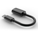 USB-C naar USB 3.0 adapter met korte flexibele kabel voor telefoon en laptop Uiteinden van aluminiumlegering Geribbelde behuizing Lengte 14 cm 6